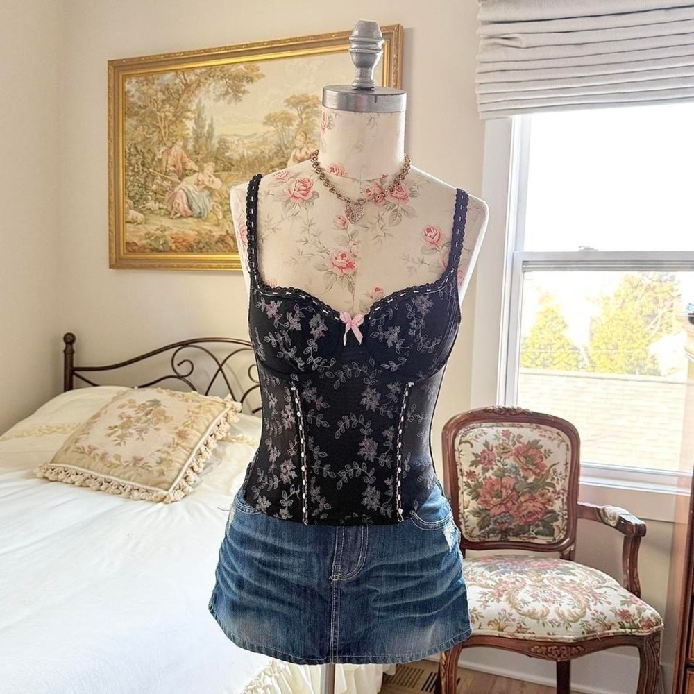 black floral‎ corset  Spencer corset top size 34b